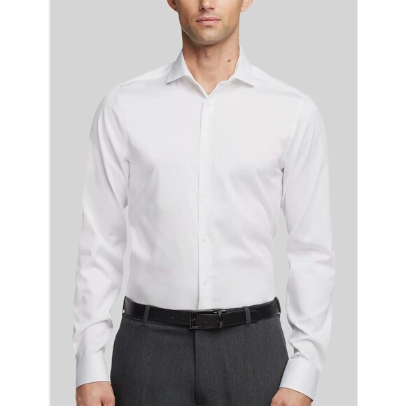 Calvin Klein Slim Fit Non-Iron Dress Shirt Mens Large 16.5 36/37 White New - Picture 1 of 2